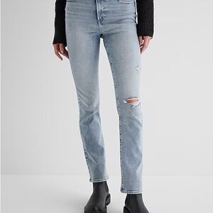 Super High Waisted Light Wash Ripped FlexX '90s Slim Jeans- size M